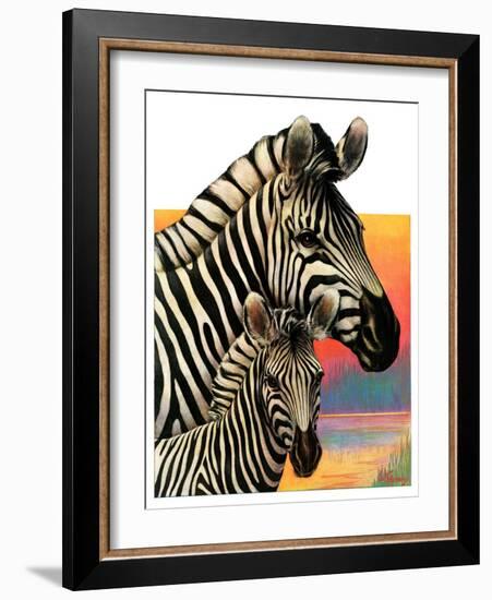 "Zebras,"June 25, 1932-Jack Murray-Framed Giclee Print