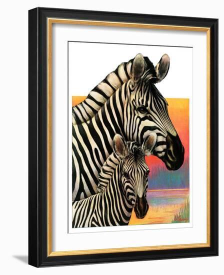 "Zebras,"June 25, 1932-Jack Murray-Framed Giclee Print
