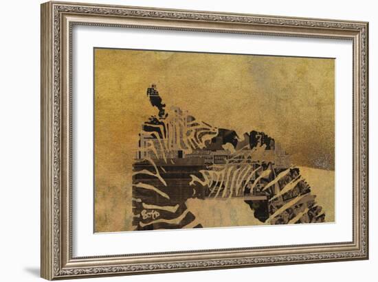 Zebras on Ochre-Whoartnow-Framed Giclee Print