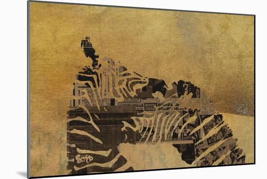 Zebras on Ochre-Whoartnow-Mounted Giclee Print
