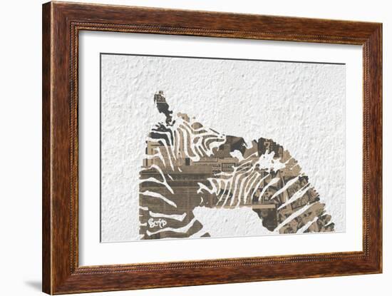 Zebras on White-Whoartnow-Framed Giclee Print