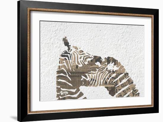 Zebras on White-Whoartnow-Framed Giclee Print