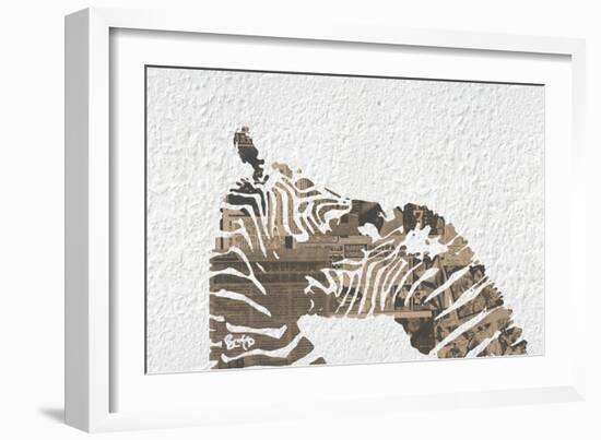 Zebras on White-Whoartnow-Framed Giclee Print