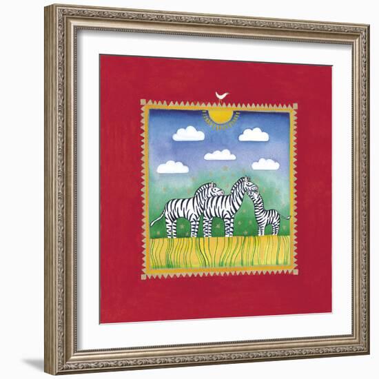 Zebras-Linda Edwards-Framed Giclee Print