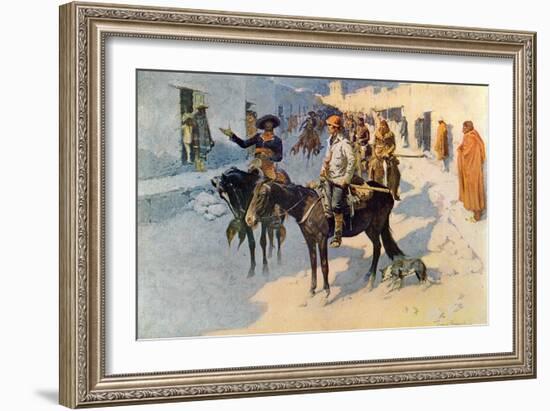 Zebulon Pike Entering Santa Fe, Illustration Published in 'Collier's Weekly', 1906-Frederic Sackrider Remington-Framed Giclee Print