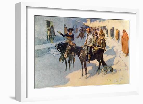 Zebulon Pike Entering Santa Fe, Illustration Published in 'Collier's Weekly', 1906-Frederic Sackrider Remington-Framed Giclee Print