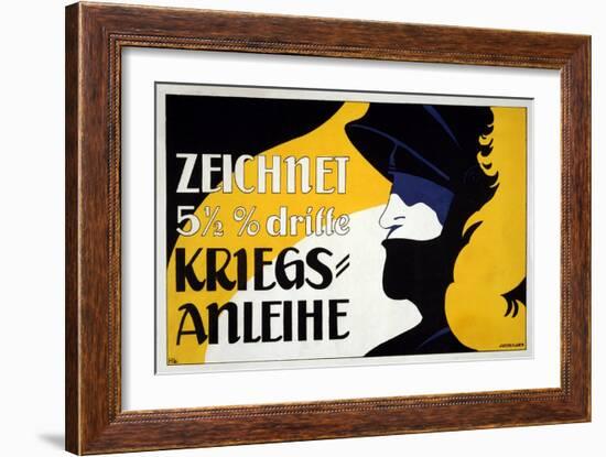 Zeichnet 5 1/2% Dritte Kriegs-Anleihe, Pub. 1917-Heinrich Lefler-Framed Giclee Print