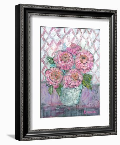 Zelda Zinnias-null-Framed Art Print