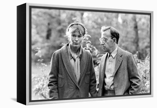 Zelig by WoodyAllen with Mia Farrow and Woody Allen, 1983 (b/w photo)-null-Framed Stretched Canvas