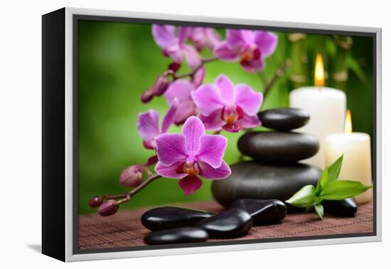 Zen Basalt Stones and Bamboo on the Wood-scorpp-Framed Premier Image Canvas