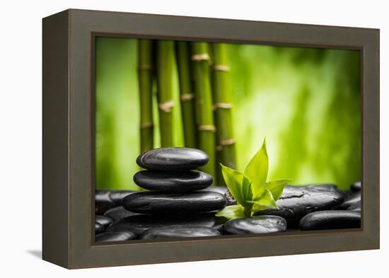 Zen Basalt Stones and Bamboo-scorpp-Framed Premier Image Canvas