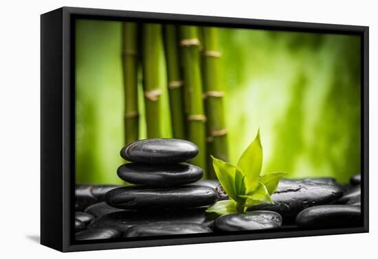 Zen Basalt Stones and Bamboo-scorpp-Framed Premier Image Canvas