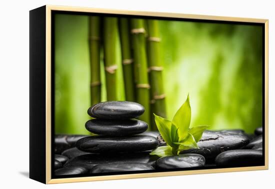 Zen Basalt Stones and Bamboo-scorpp-Framed Premier Image Canvas