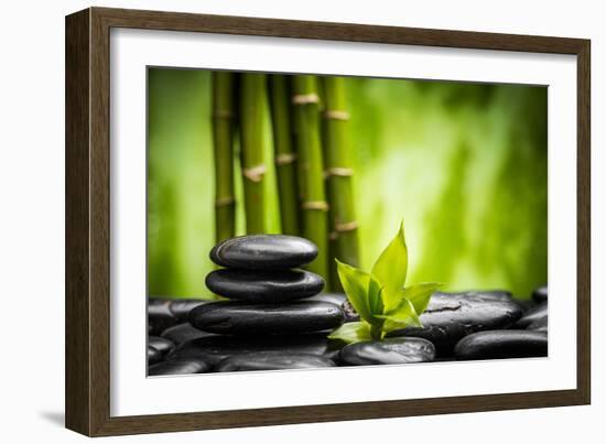 Zen Basalt Stones and Bamboo-scorpp-Framed Photographic Print