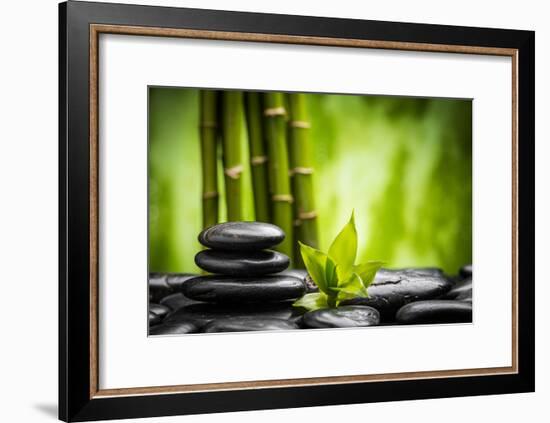 Zen Basalt Stones and Bamboo-scorpp-Framed Photographic Print