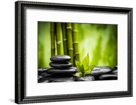 Zen Basalt Stones and Bamboo-scorpp-Framed Photographic Print