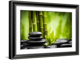 Zen Basalt Stones and Bamboo-scorpp-Framed Photographic Print