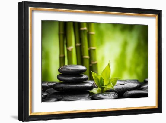 Zen Basalt Stones and Bamboo-scorpp-Framed Photographic Print