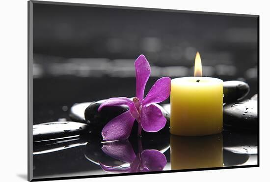 Zen-Like Scene with Flower and Candles and Stones-crystalfoto-Mounted Photographic Print