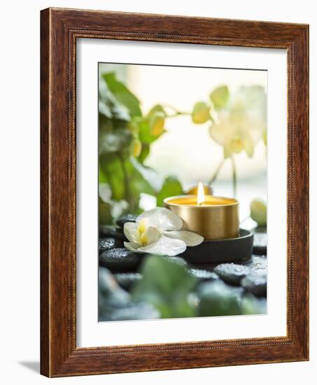 Zen Orchid and Candle-null-Framed Photographic Print