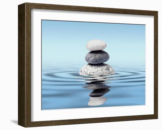 Zen Stones Balance Concept-Dmitry Rukhlenko-Framed Photographic Print