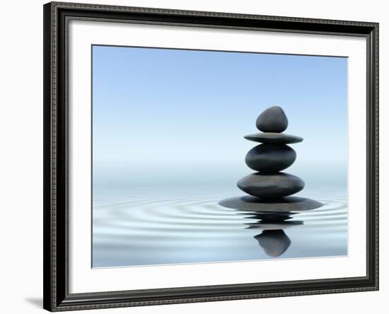 Zen Stones In Water-f9photos-Framed Premium Photographic Print