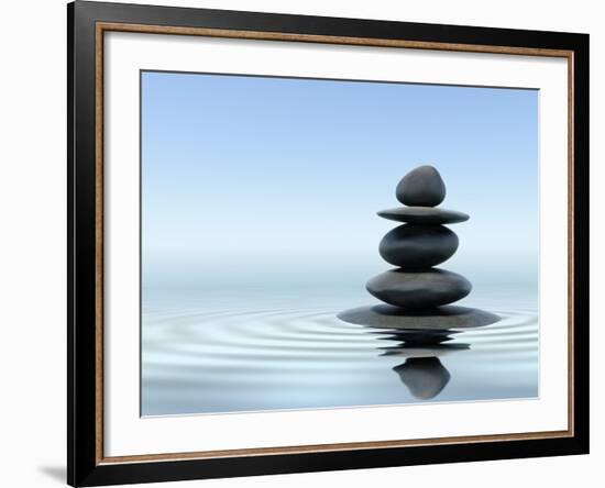 Zen Stones In Water-f9photos-Framed Premium Photographic Print