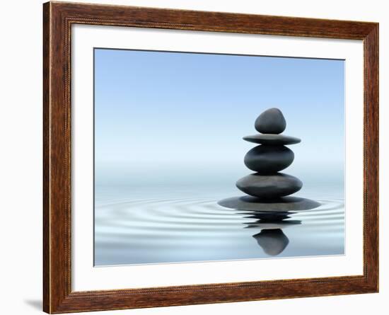 Zen Stones In Water-f9photos-Framed Photographic Print