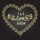 Follow Your Heart Inspiration Quote Gold Heart Dandelion Seeds-ZenFruitGraphics-Art Print