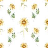 Watercolor Sunflower Pattern-Zenina-Framed Art Print
