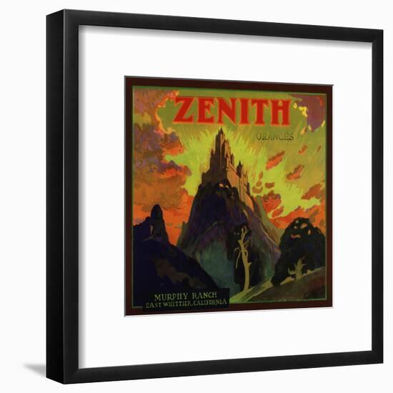 Zenith Brand - East Whittier, California - Citrus Crate Label-Lantern Press-Framed Art Print