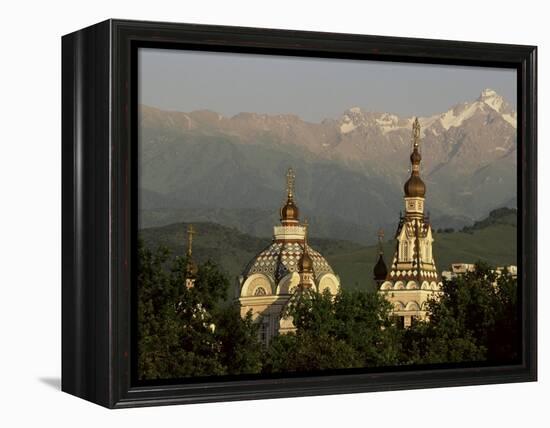 Zenkov Cathedral and Tien Shan Mountains, Almaty, Kazakhstan, Central Asia-Upperhall-Framed Premier Image Canvas