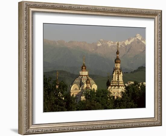 Zenkov Cathedral and Tien Shan Mountains, Almaty, Kazakhstan, Central Asia-Upperhall-Framed Photographic Print