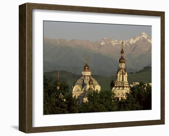 Zenkov Cathedral and Tien Shan Mountains, Almaty, Kazakhstan, Central Asia-Upperhall-Framed Photographic Print