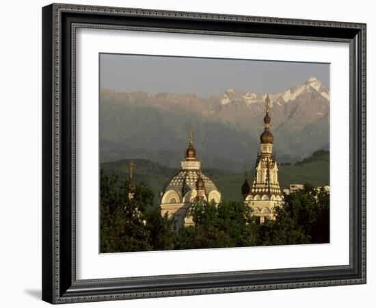 Zenkov Cathedral and Tien Shan Mountains, Almaty, Kazakhstan, Central Asia-Upperhall-Framed Photographic Print