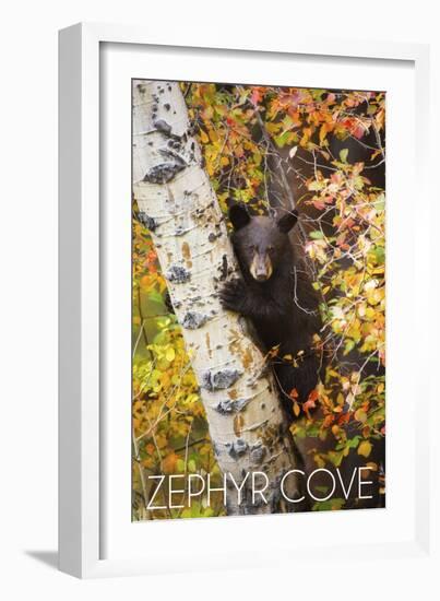 Zephyr Cove - Lake Tahoe, California - Bear Cub in Tree-Lantern Press-Framed Art Print