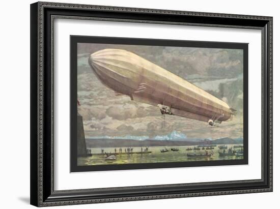 Zeppelin above Lake Constance-null-Framed Art Print