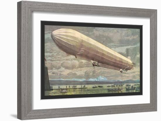 Zeppelin above Lake Constance-null-Framed Art Print