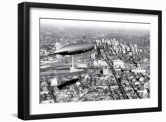 Zeppelin above Philadelphia-null-Framed Art Print