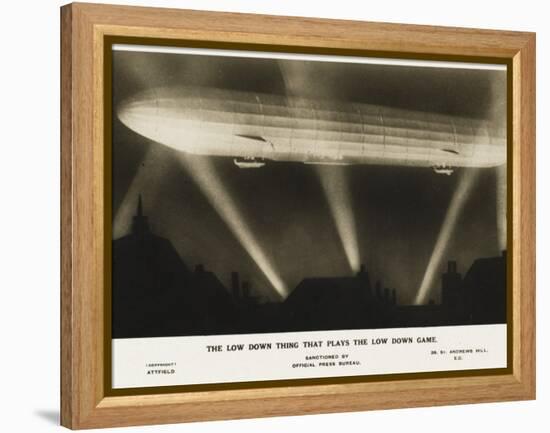 Zeppelin Illuminated by Searchlights-null-Framed Premier Image Canvas