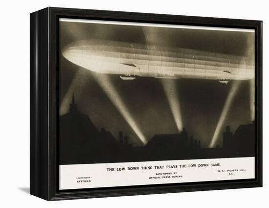 Zeppelin Illuminated by Searchlights-null-Framed Premier Image Canvas