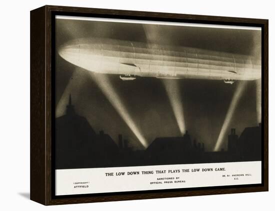 Zeppelin Illuminated by Searchlights-null-Framed Premier Image Canvas