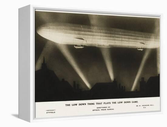 Zeppelin Illuminated by Searchlights-null-Framed Premier Image Canvas