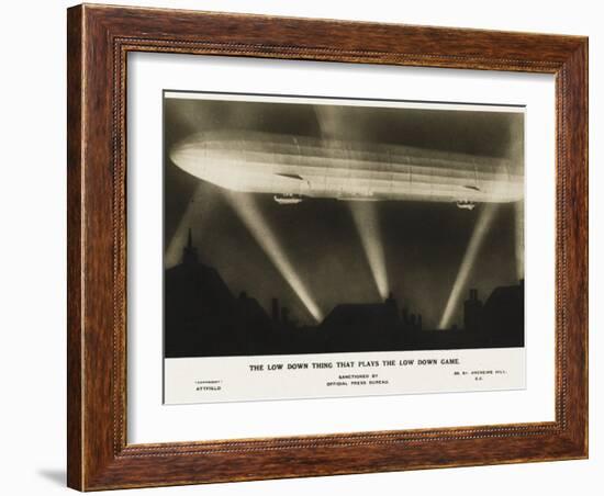 Zeppelin Illuminated by Searchlights-null-Framed Photographic Print