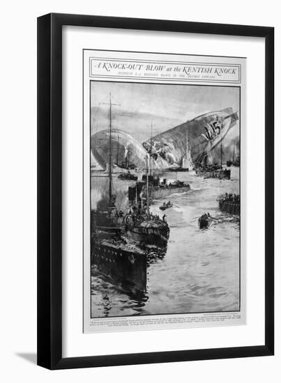 Zeppelin L15 Floats in the Sea off the Kent Coast-Charles Dixon-Framed Art Print