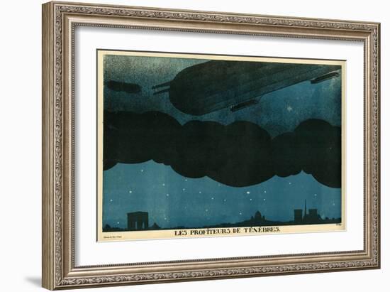 Zeppelins over Paris-Paul Iribe-Framed Art Print