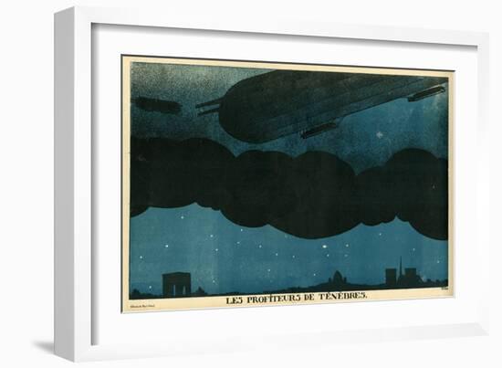 Zeppelins over Paris-Paul Iribe-Framed Art Print