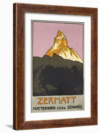 Zermatt. Plakatwerbung für Zermatt in der Schweiz. 1908-Emil Cardinaux-Framed Giclee Print