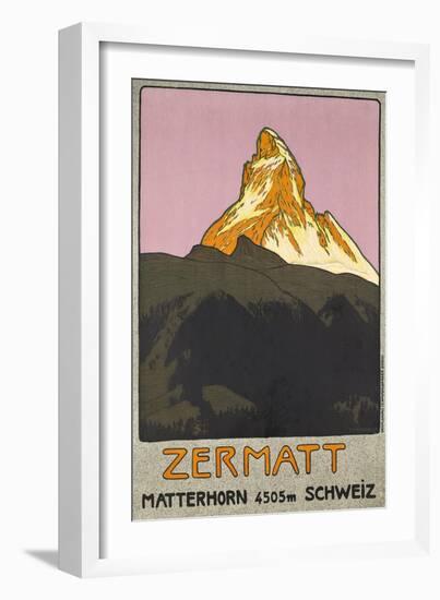 Zermatt. Plakatwerbung für Zermatt in der Schweiz. 1908-Emil Cardinaux-Framed Giclee Print