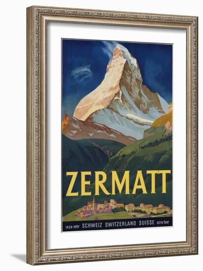 Zermatt Poster by Carl Moos--Framed Giclee Print